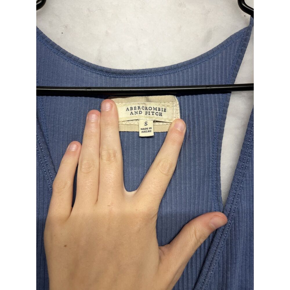 Vintage Abercrombie & Fitch Y2K ribbed tank top blue small layering tank top - Picture 4 of 9